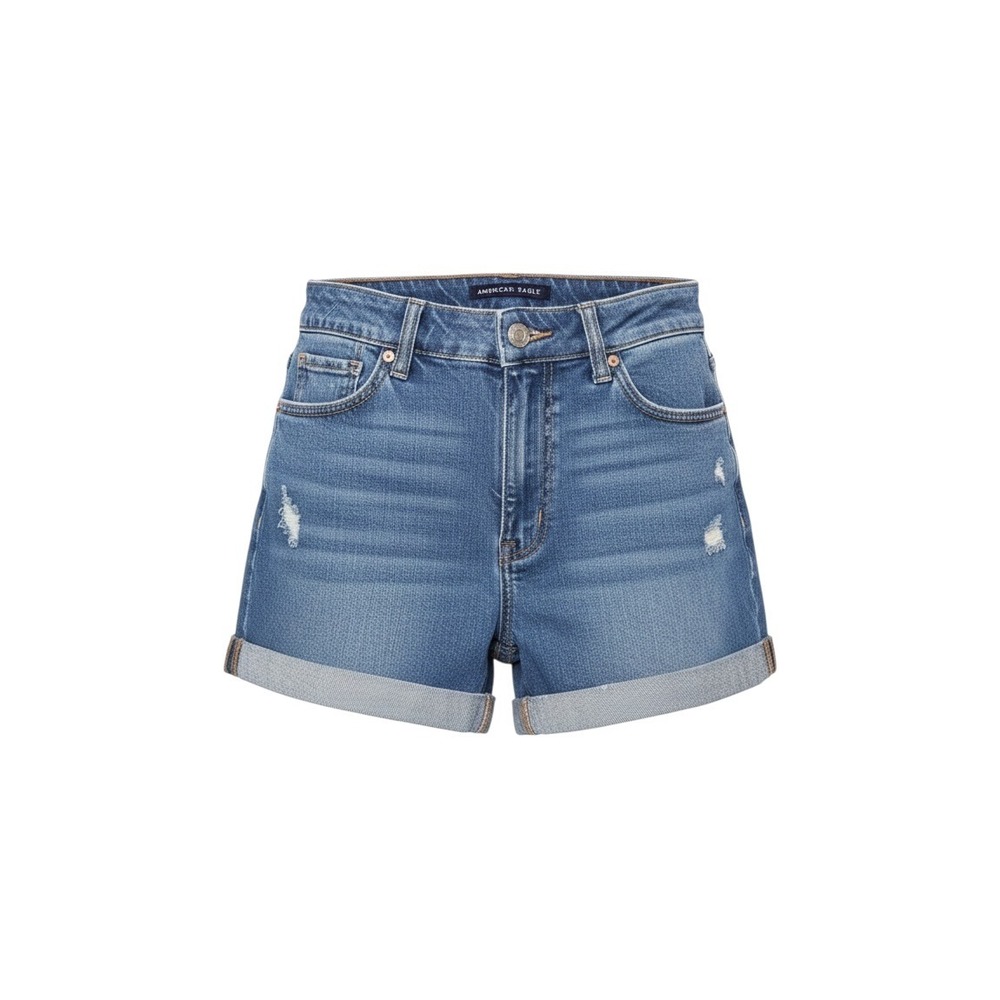 American Eagle Denim Shorts Womens 0 Blue Excellent Cuffed Stretch Distressed